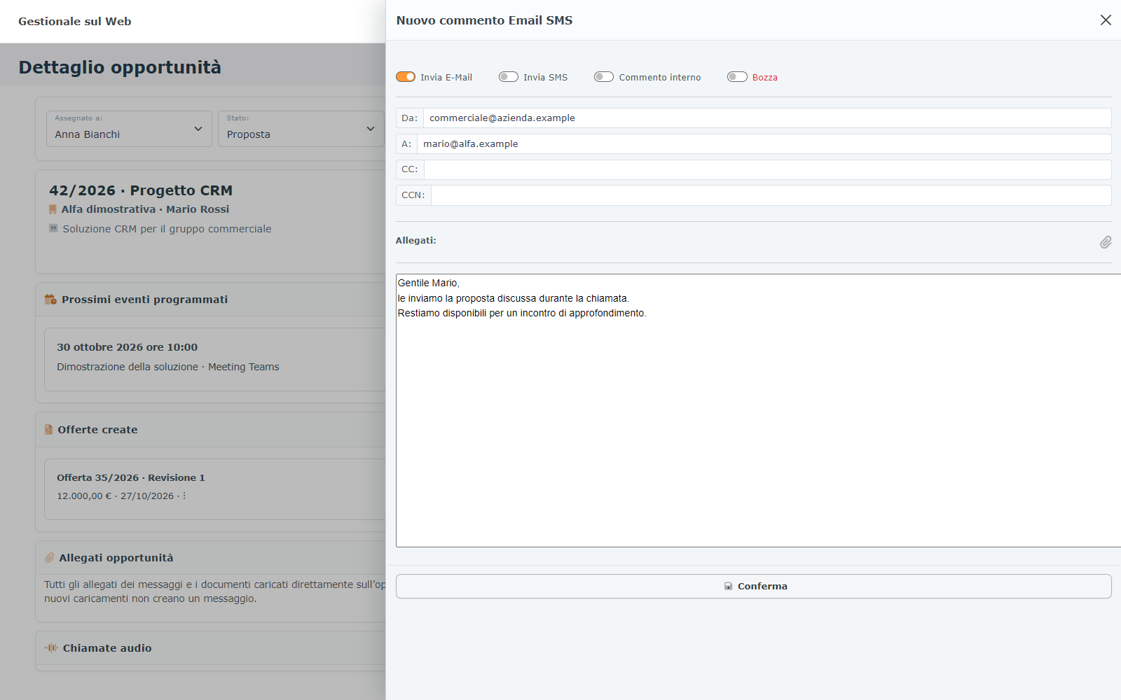 Figura 12 Esempio desktop con dati dimostrativi