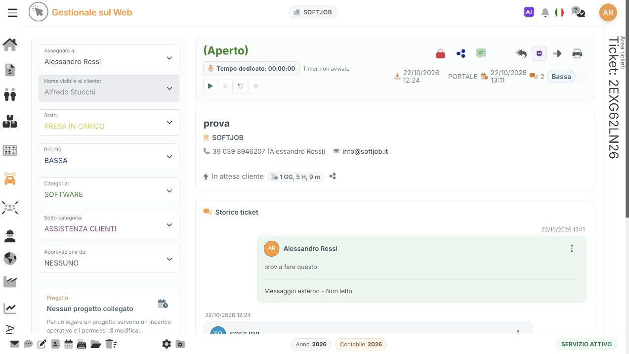 Figura 8 Timer e comandi del ticket