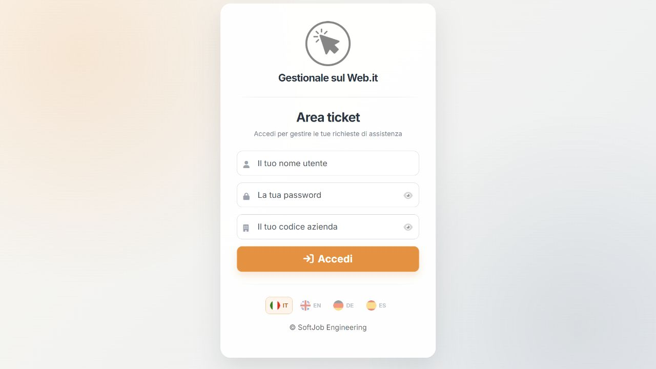 Figura 3 Accesso del cliente al portale ticket