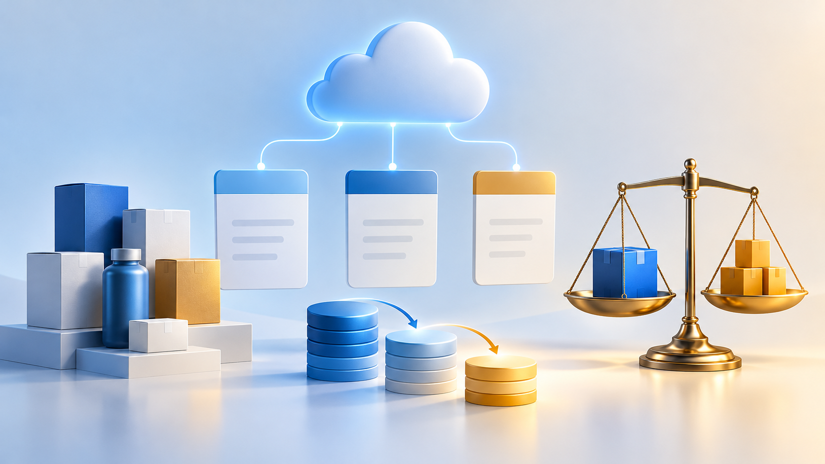 Cloud collegato a tre schede listino, sconti successivi e bilancia tra vendita e costi